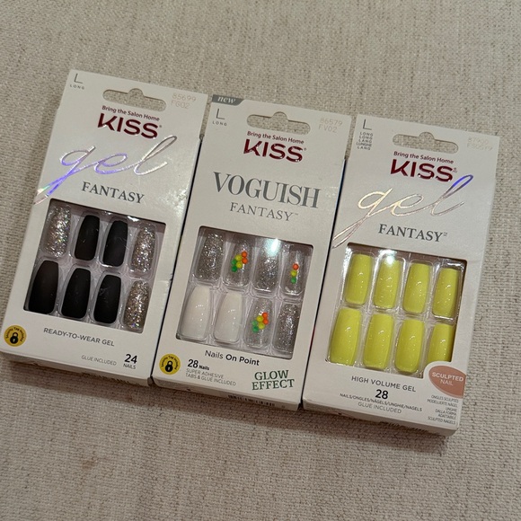 Kiss Other - Set of 3 kiss gel voguish fantasy press on nails long glue included *blogger*